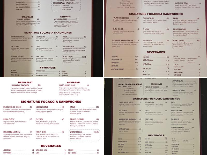 Via Focaccia Menu
