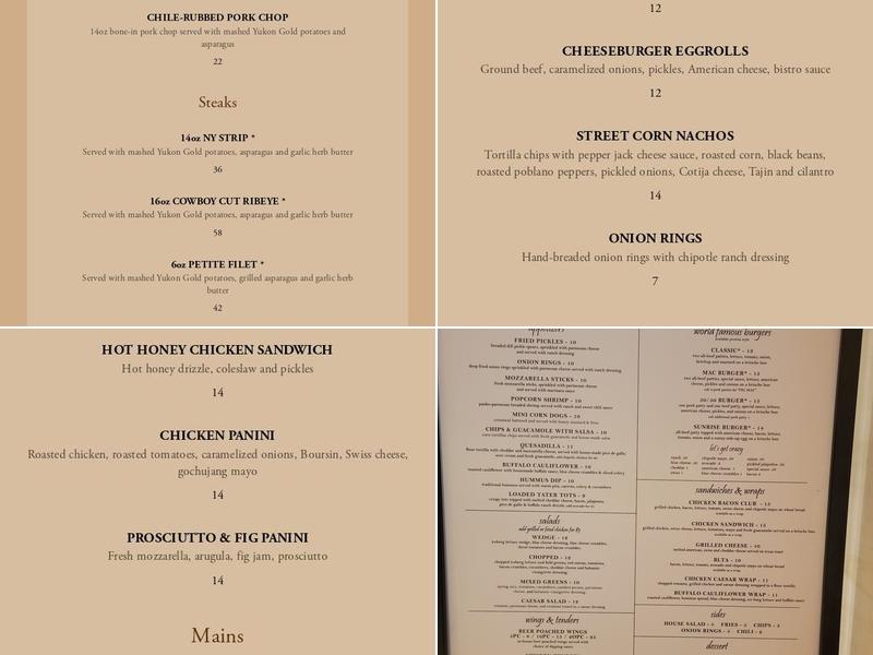 The Oak Room Whiskey and Tequila Bar Menu