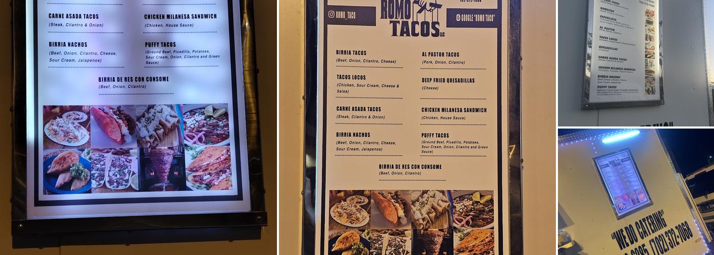 Romo Tacos Menu