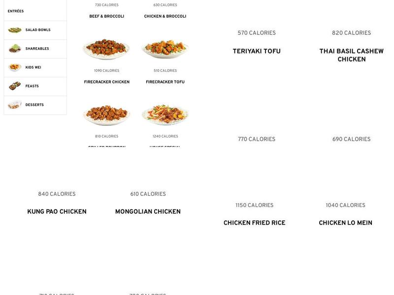 Pei Wei Menu
