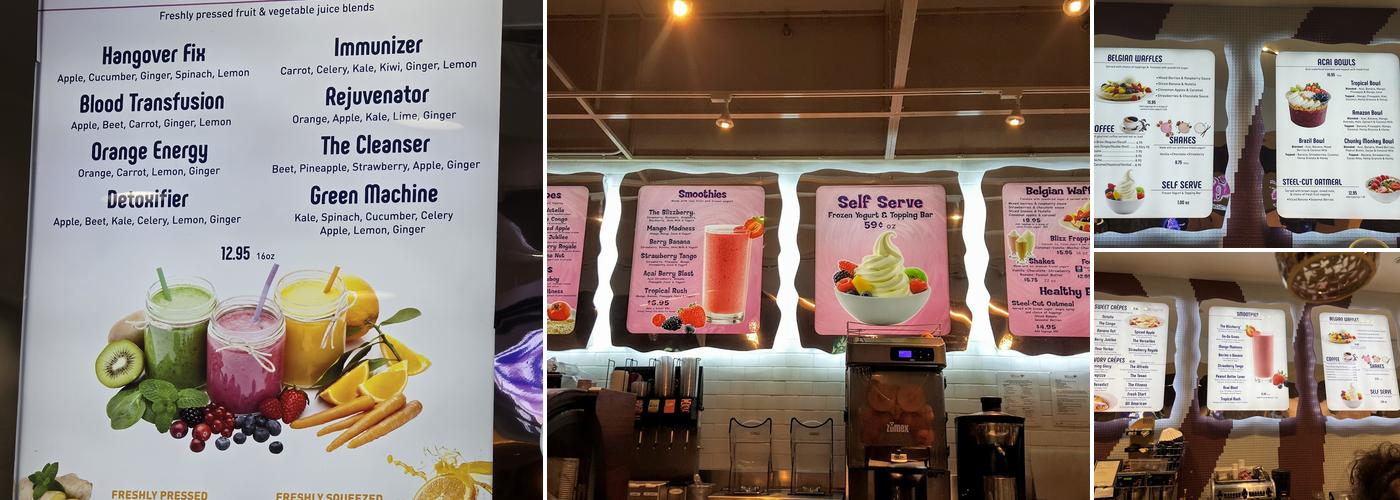 Blizz Frozen Yogurt Menu