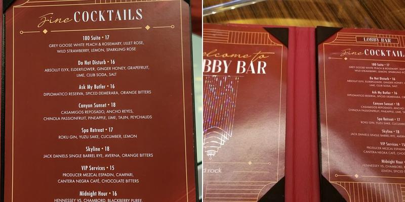 Lobby Bar Menu