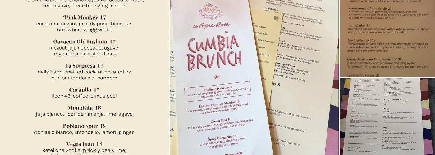 La Mona Rosa Menu