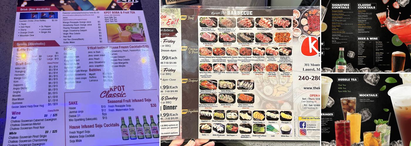 KPot Korean BBQ & Hot Pot Menu