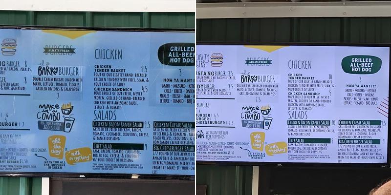 Barry’s Burgers Menu