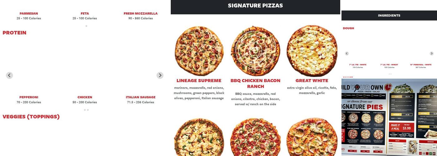 Your Pie Pizza Menu