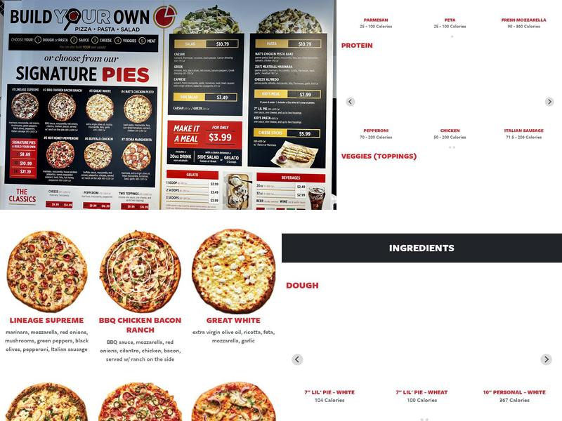 Your Pie Pizza Menu