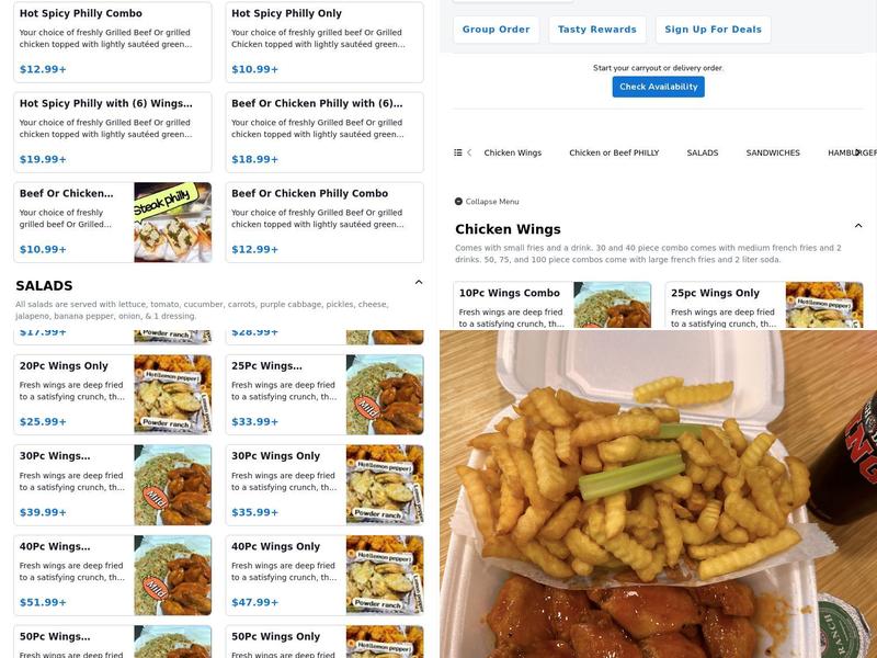 Touchdown Wings Menu