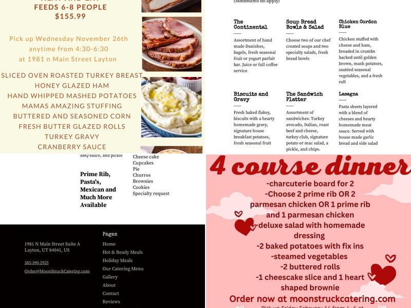 Moonstruck catering Menu