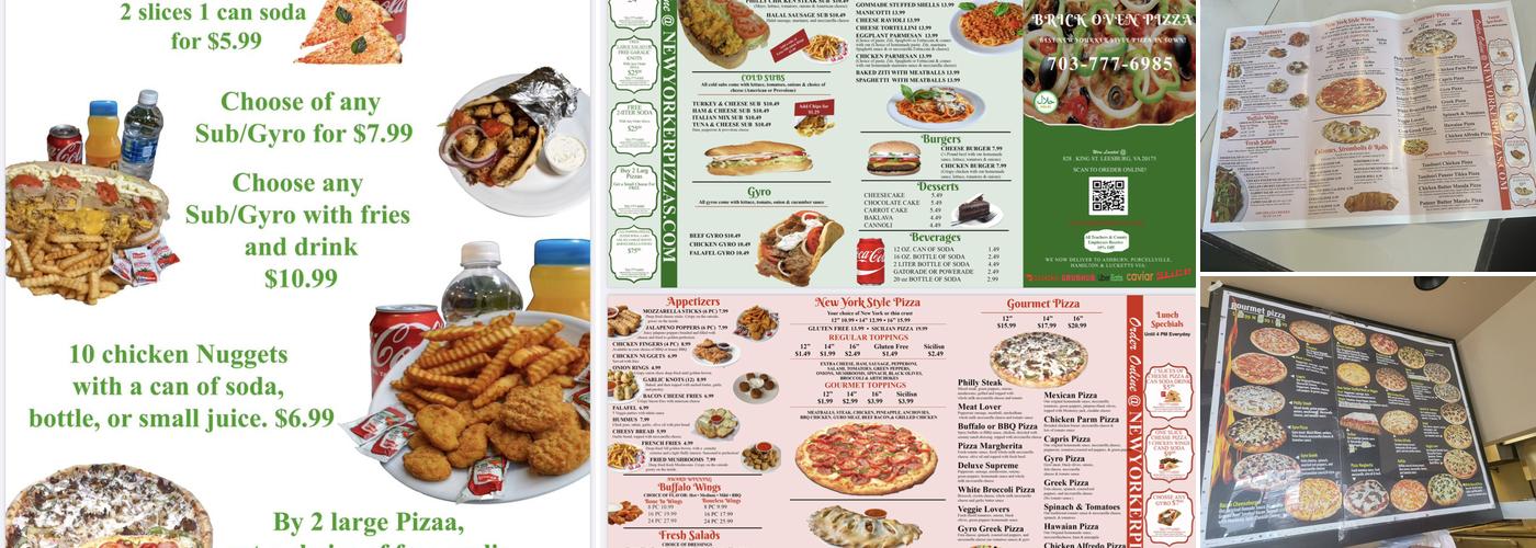 New Yorker Pizza Menu