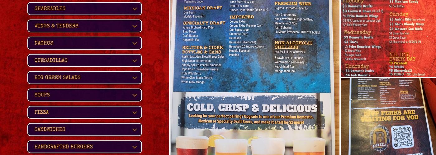 BoomerJack's Grill Menu