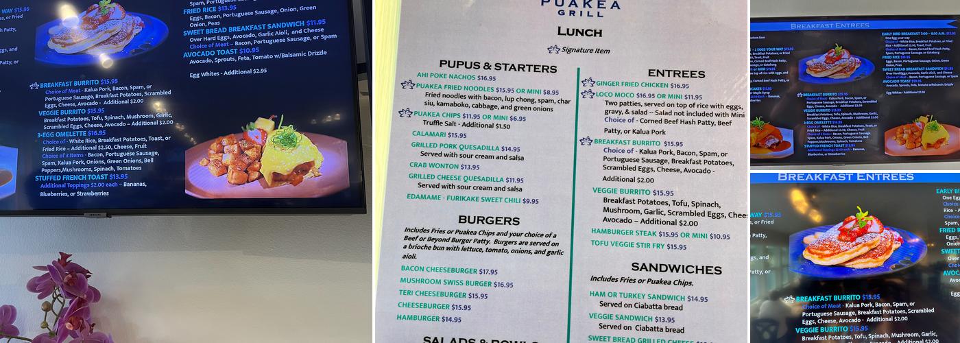 Puakea Grill Menu