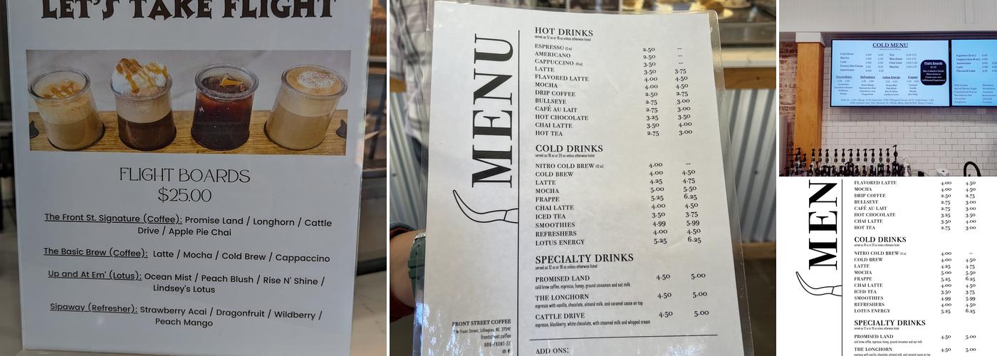 Front Street Coffee Menu