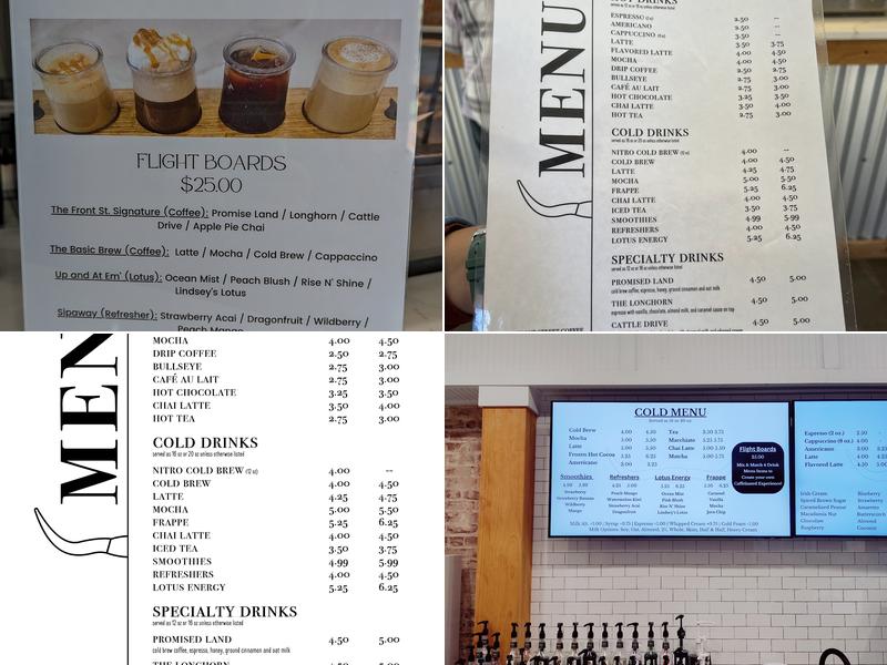 Front Street Coffee Menu