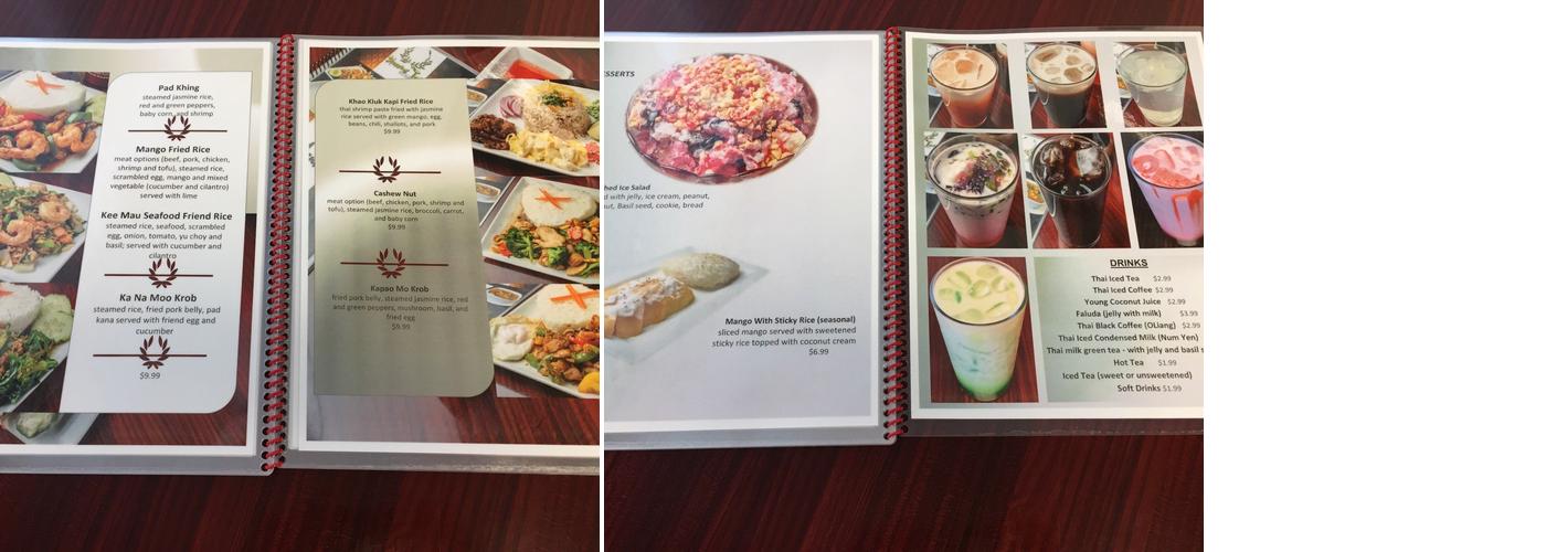 Asian Cafe Menu