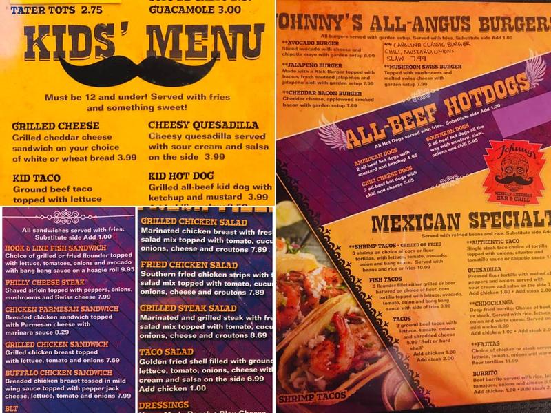 Johnny's Mexican American Bar and Grill Menu