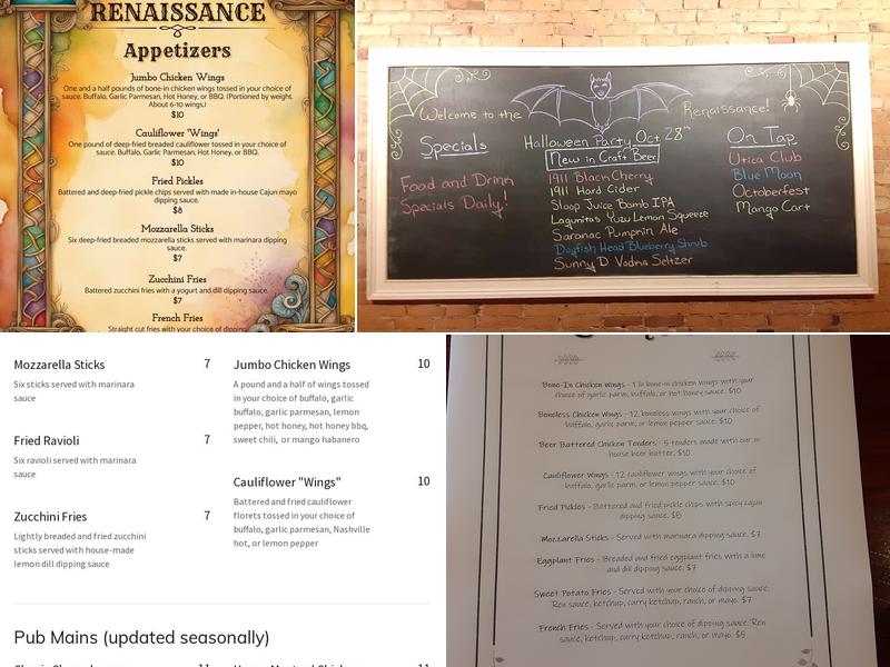 The Renaissance Pub Menu