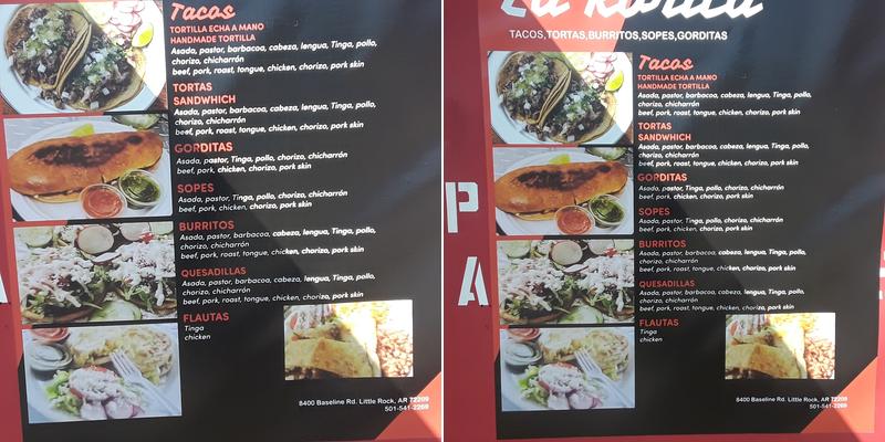 Lonchera La Korita Menu