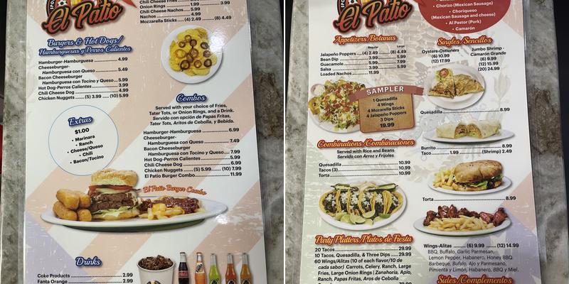 El Patio Sports Bar Menu