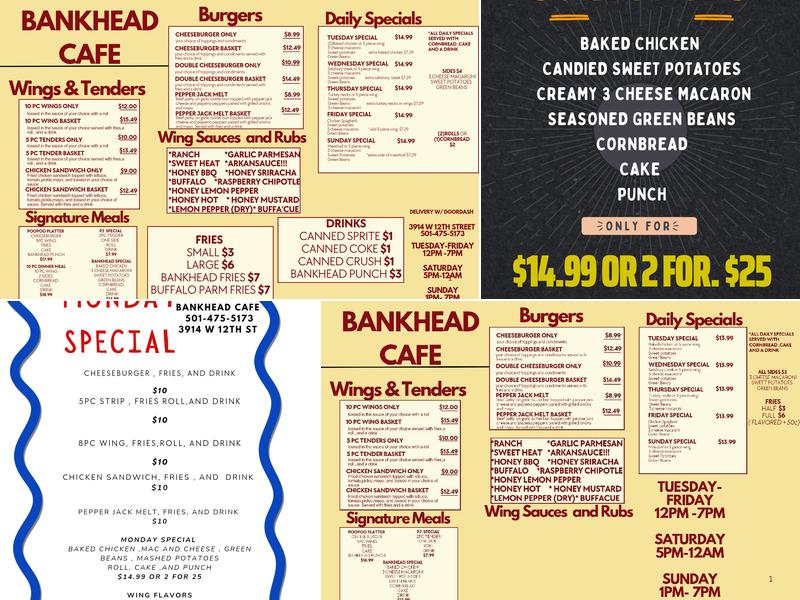 Bankhead Cafe Menu