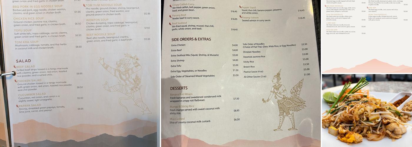 Peak Thai Lombard Menu