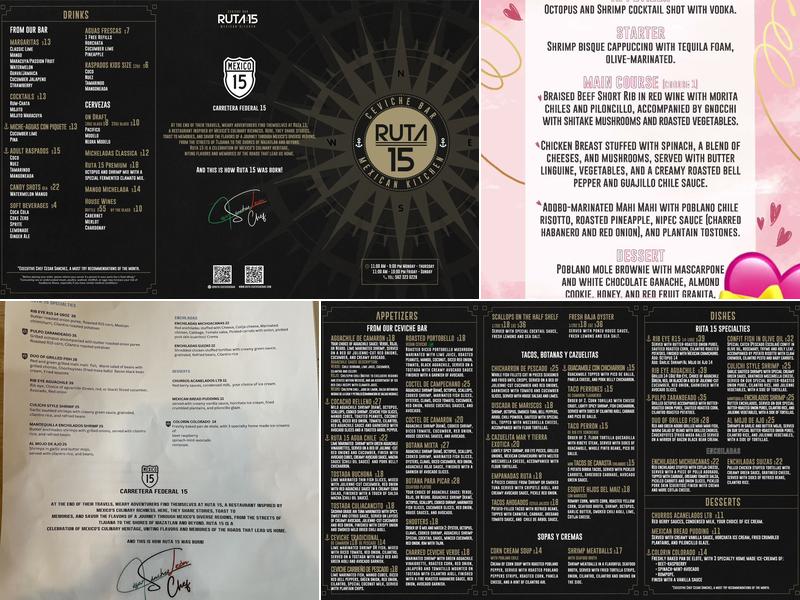 Ruta 15 Ceviche Bar|Mexican Kitchen Menu