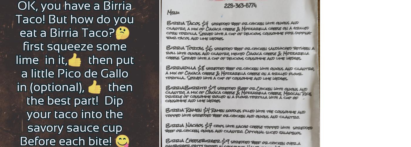 BUENO BIRRIA Menu