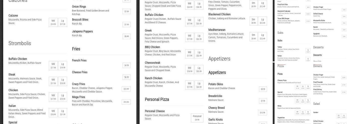 Long Neck Pizza & Grill Menu