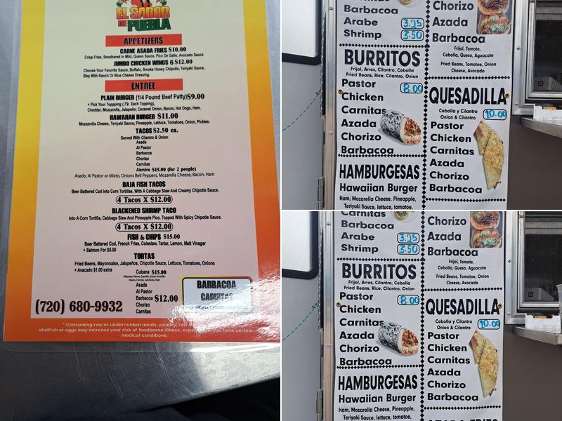El Sabor de Puebla Menu