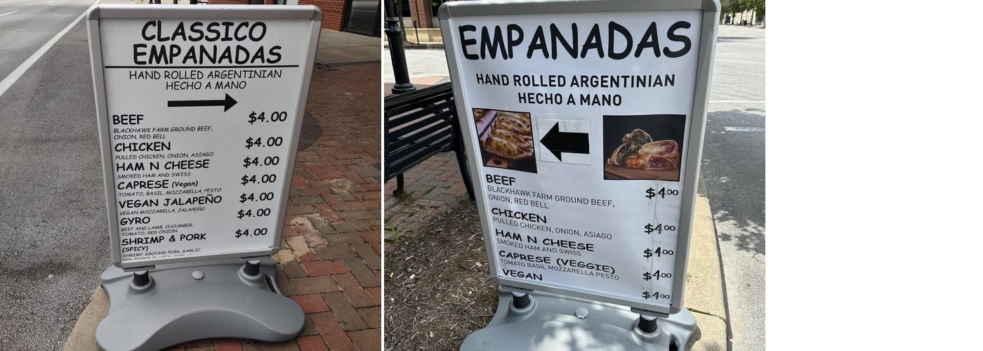 Classico Takeout Empanadas Menu