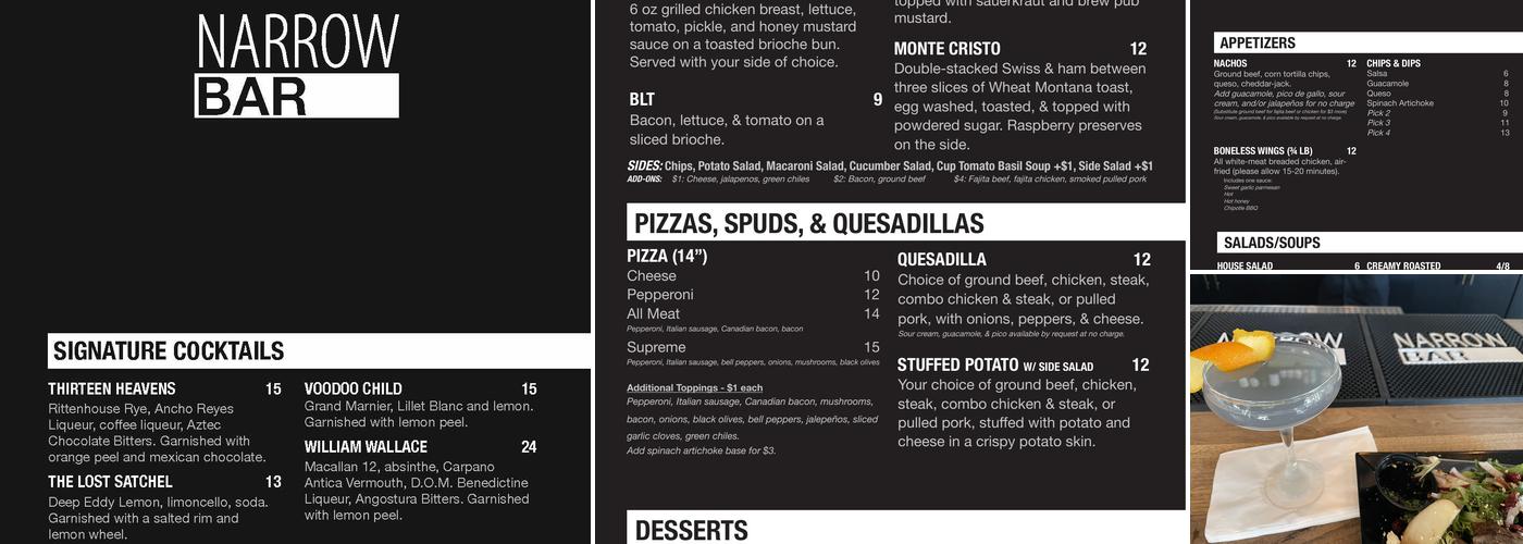 Narrow Bar Menu