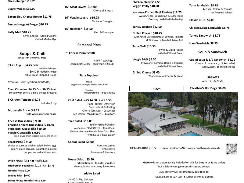 Butt Hut Menu