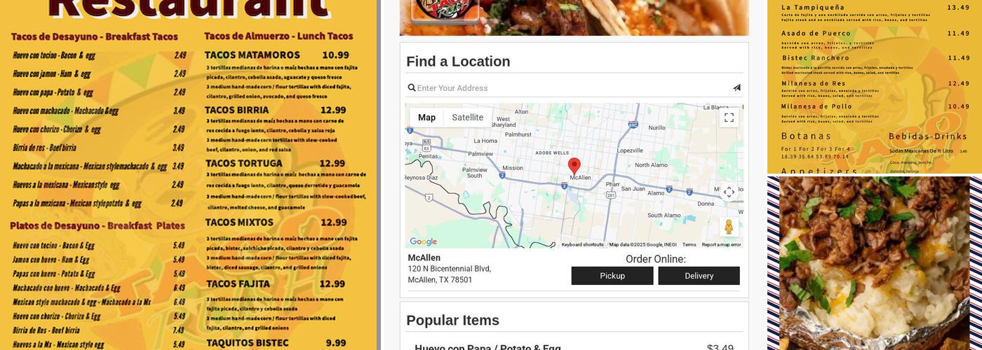 TACO RUSH RESTAURANT Menu