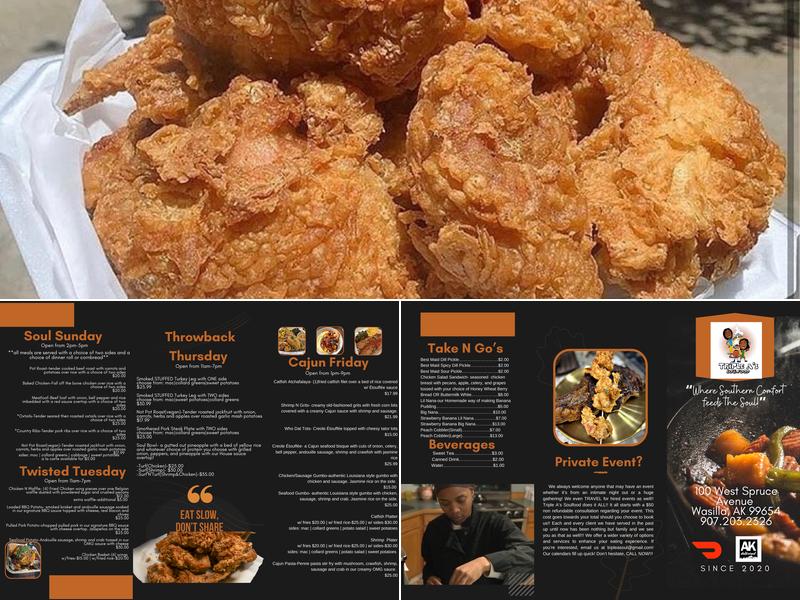 Triple A's Soulfood Menu