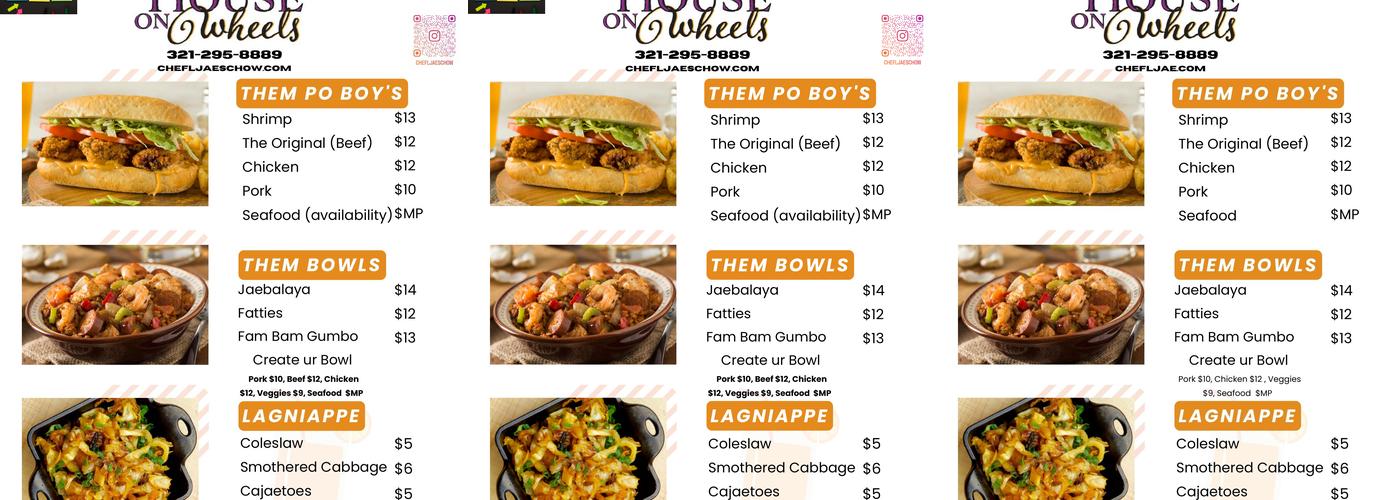 Chef L.Jae's Cajun House on Wheels Menu