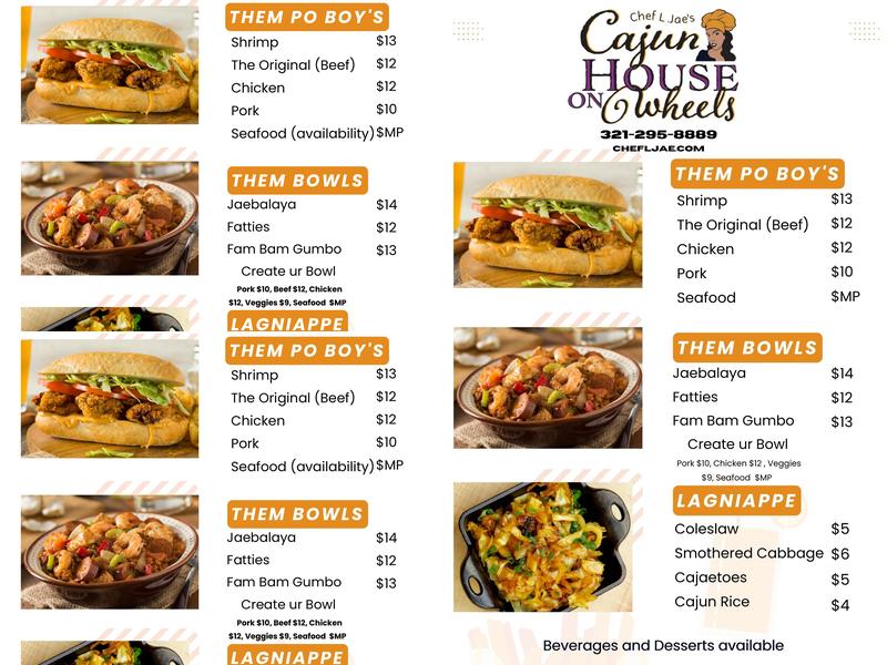 Chef L.Jae's Cajun House on Wheels Menu