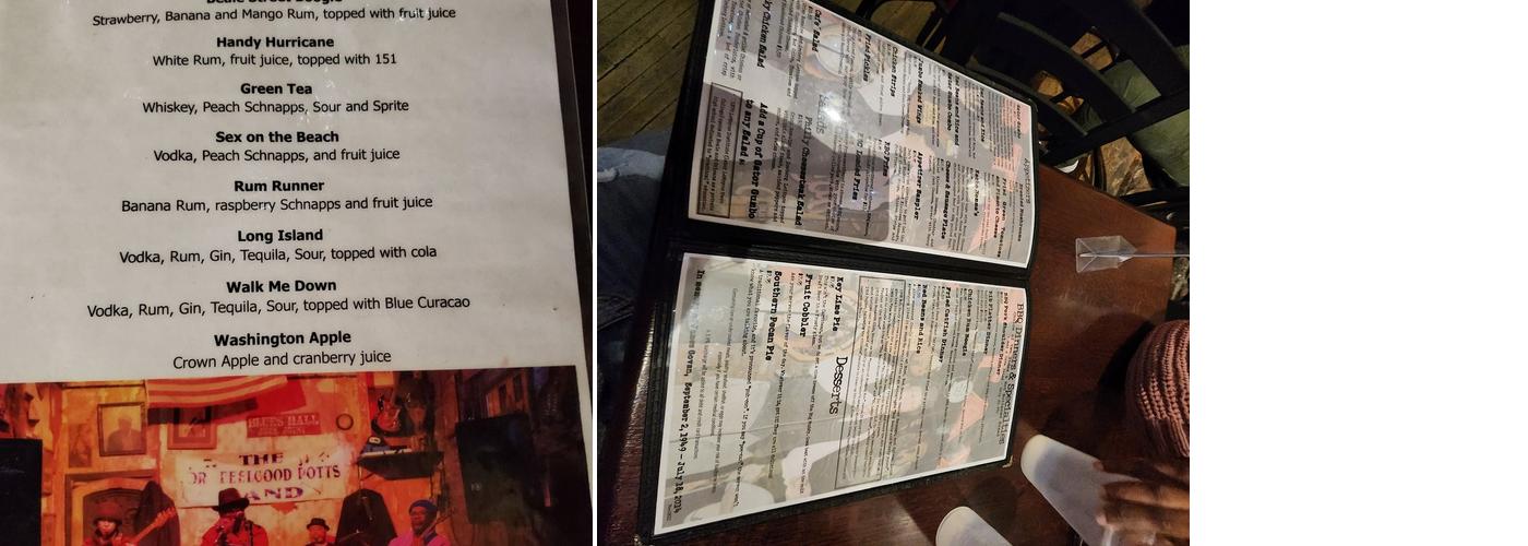 Blues Hall Juke Joint Menu