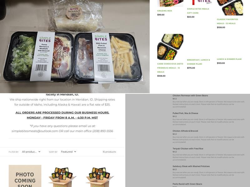 Simple Bites Meals Menu