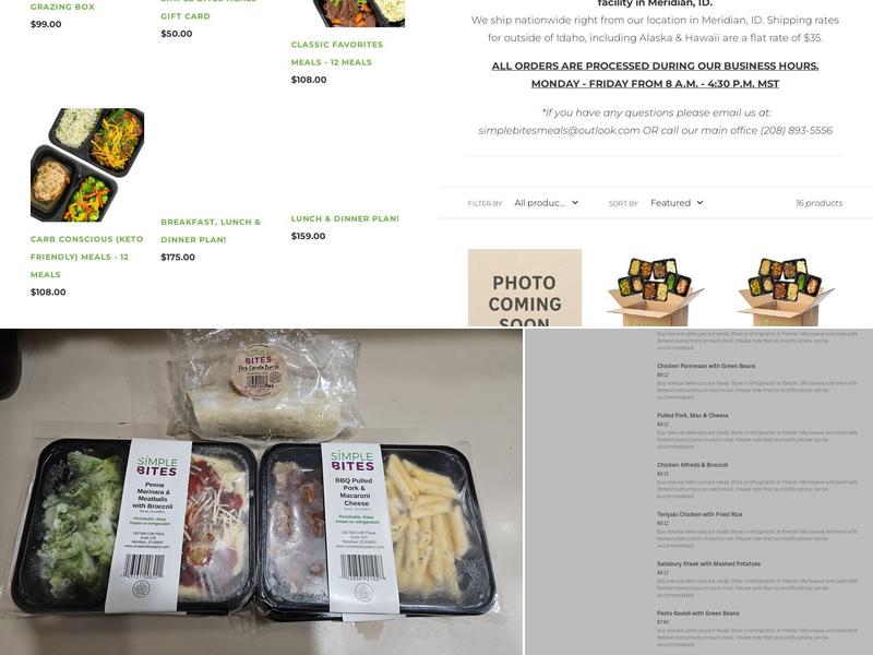 Simple Bites Meals Menu