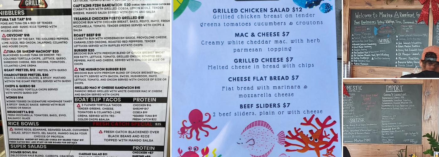 Marker 24 Riverfront Grille Menu