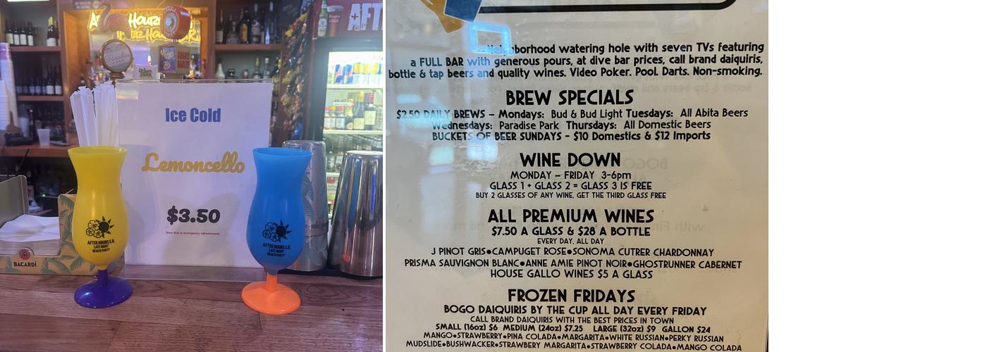 After Hours E.R. Menu