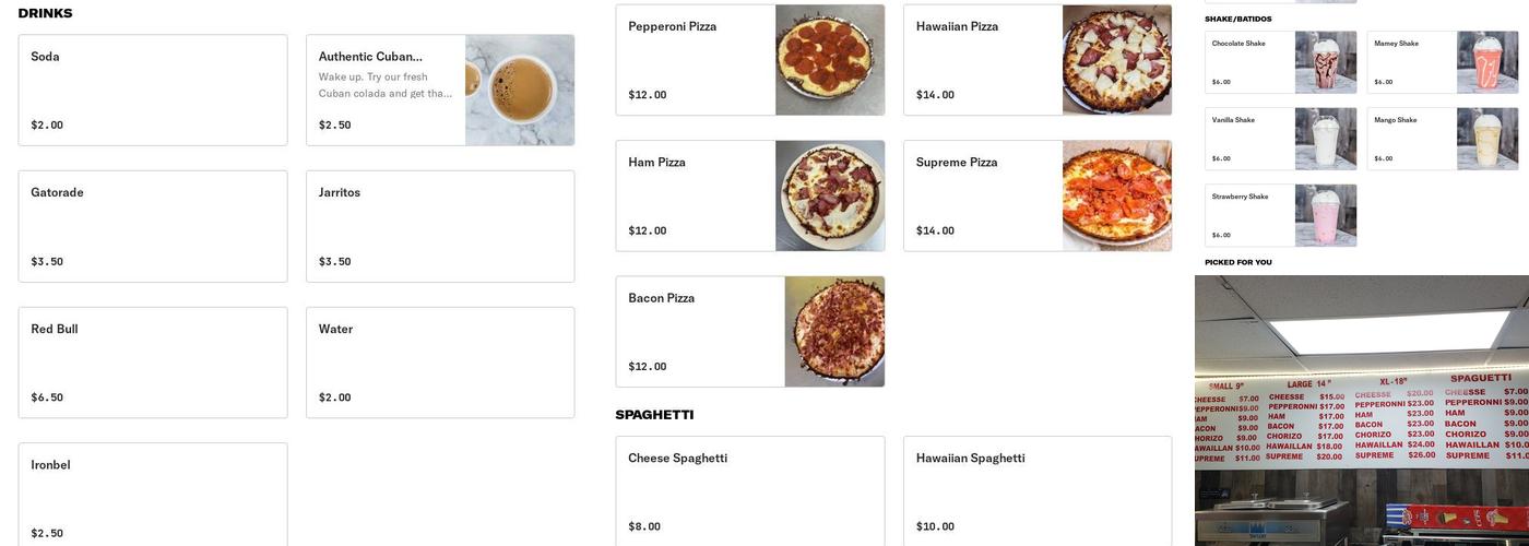 El Presidente de las Pizzas Cubanas 2 (Miami) Menu