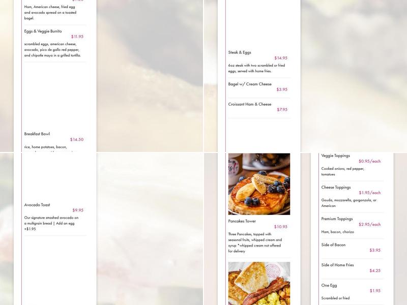 YES! Cafe Menu