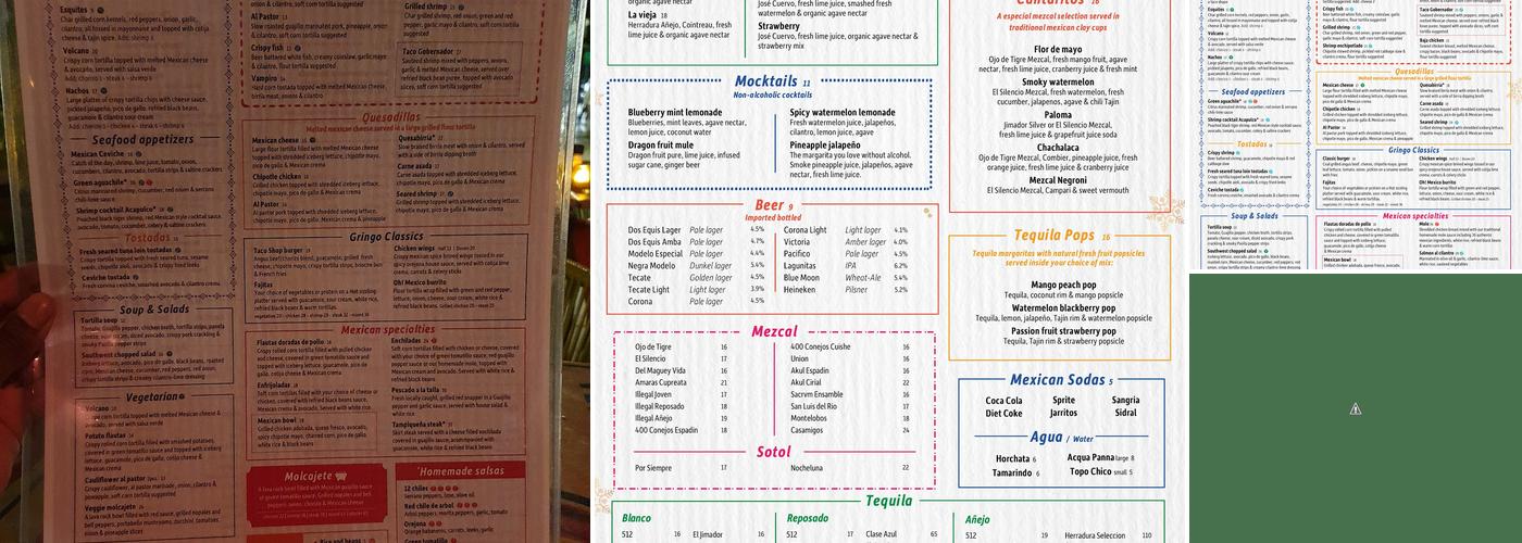 Oh Mexico Taco Shop Ocean Drive Menu