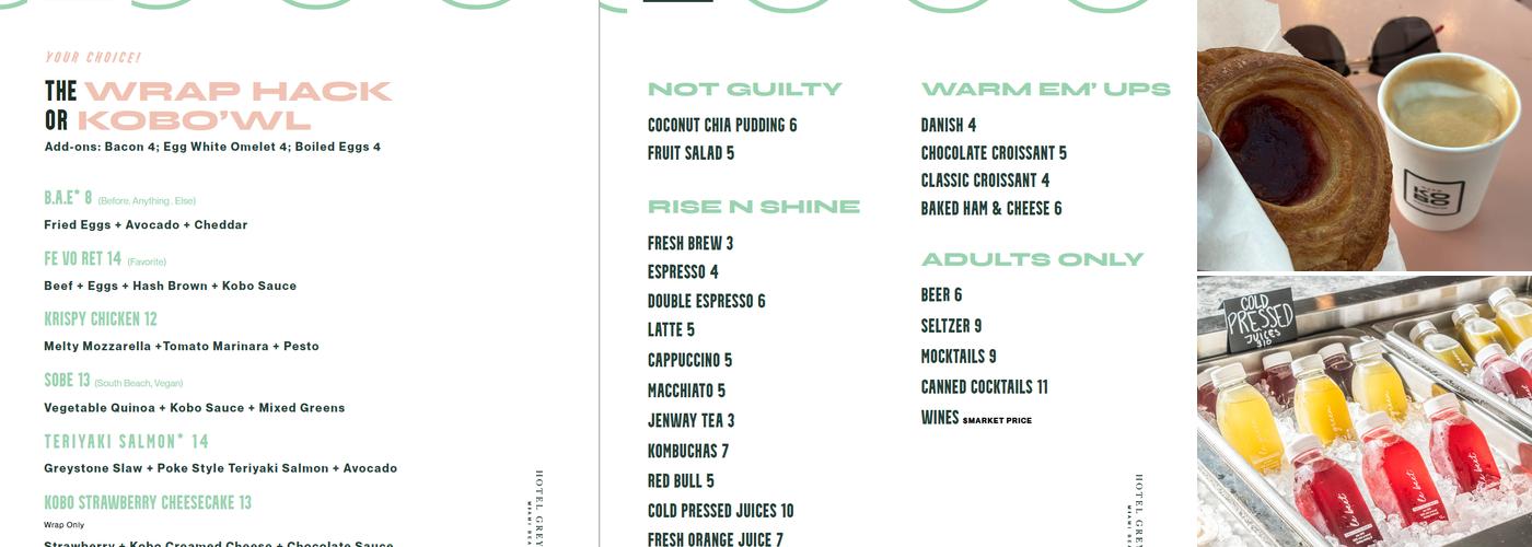 Kobo Cafe Menu