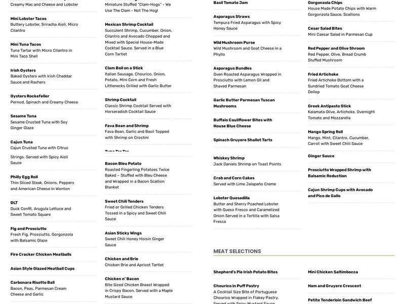 Kitchen Companion Catering Menu