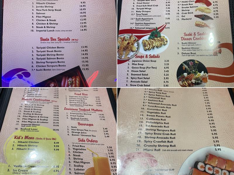 Yamato Japanese Steakhouse Milton Inc. Menu