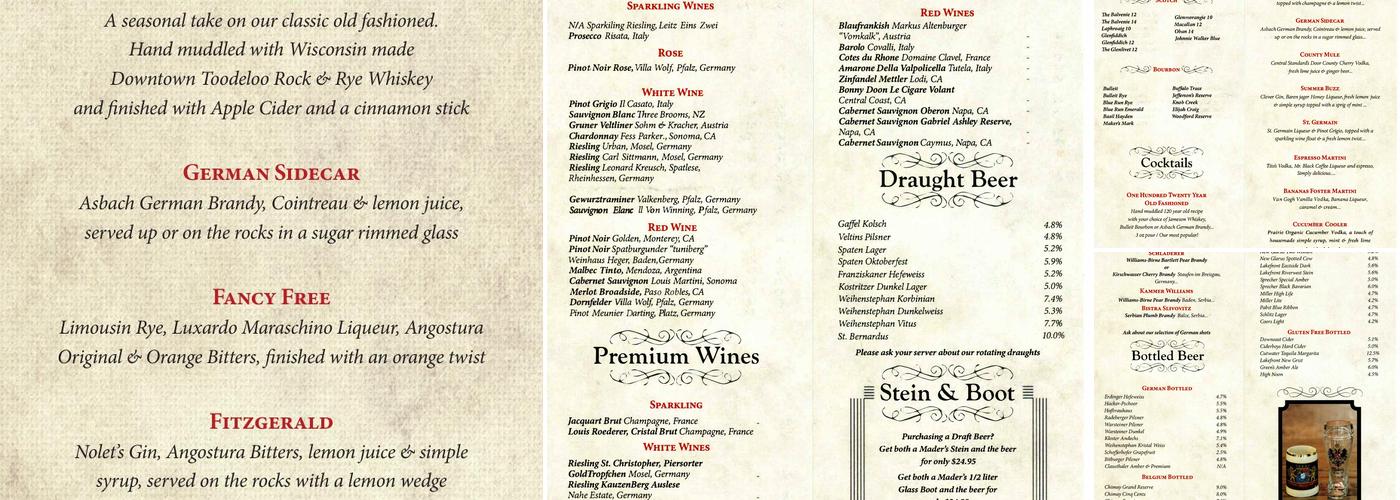 Knight’s Bar Menu