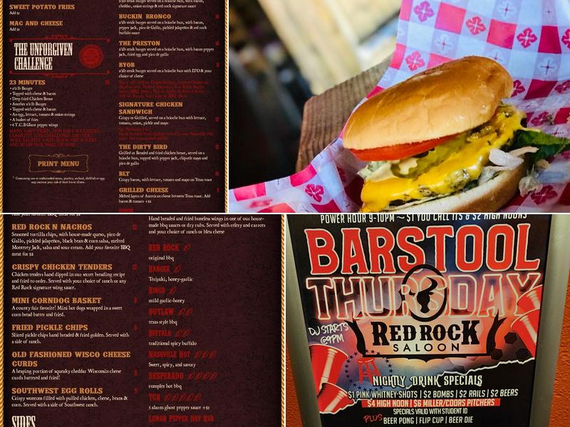 Red Rock Saloon Menu