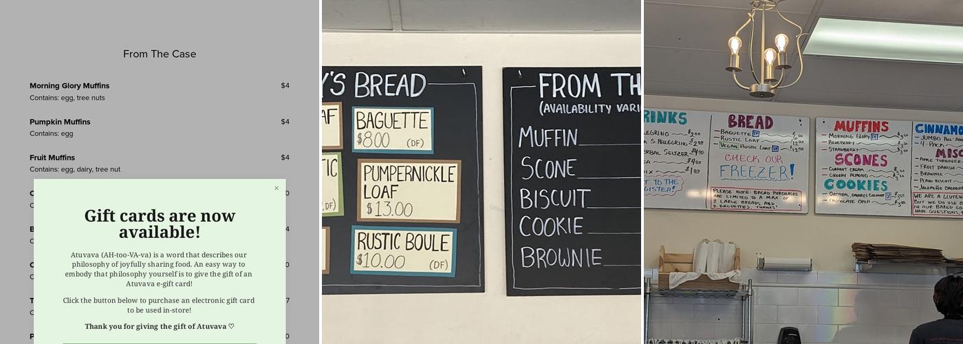 Atuvava Bakery Menu